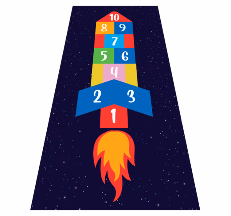 Space Hopscotch game vinyl rug - TenStickers