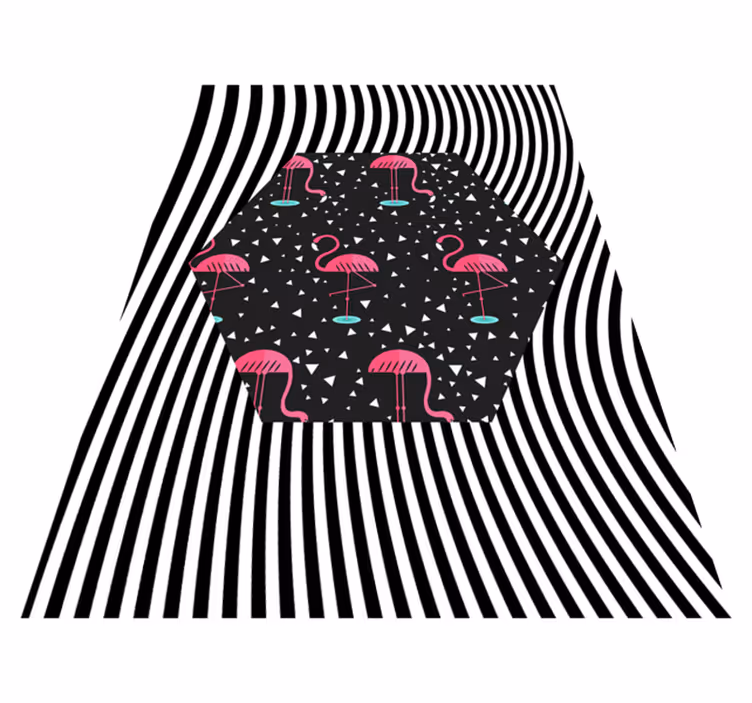 Flamingo Striped Hexagon animal vinyl rug - TenStickers