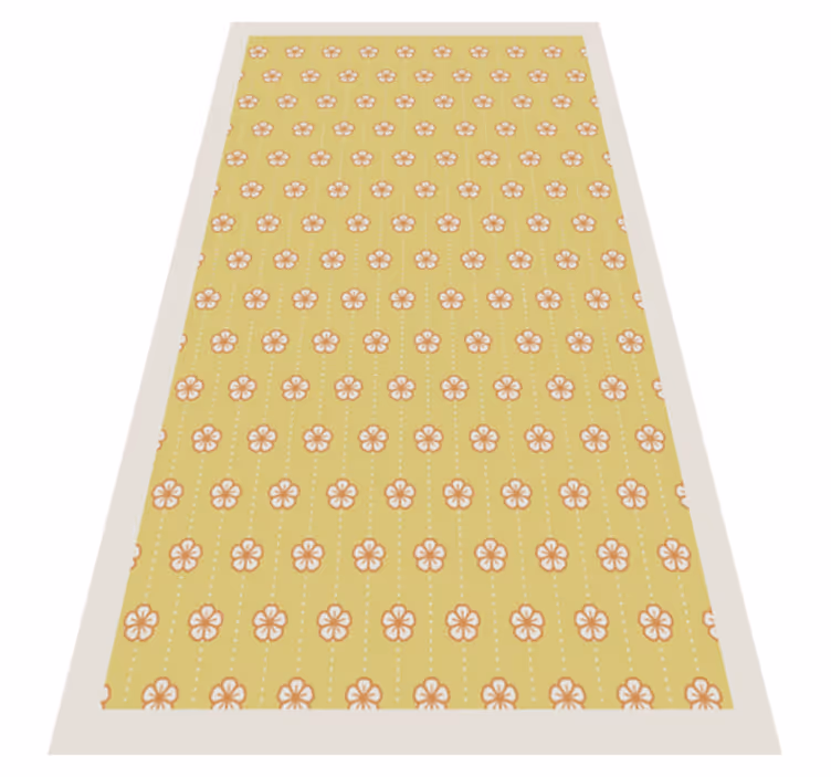 Yellow Cherry Blossom Pattern floral rug - TenStickers