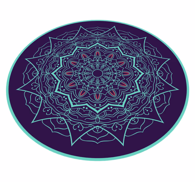 Blue and purple floral mandala  vinyl rug - TenStickers