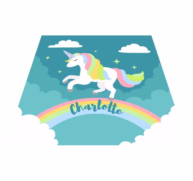 Personalized Rainbow Unicorn nursery vinyl rug - TenStickers