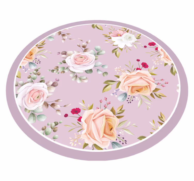 Floral Circle Elegance floral vinyl rug - TenStickers