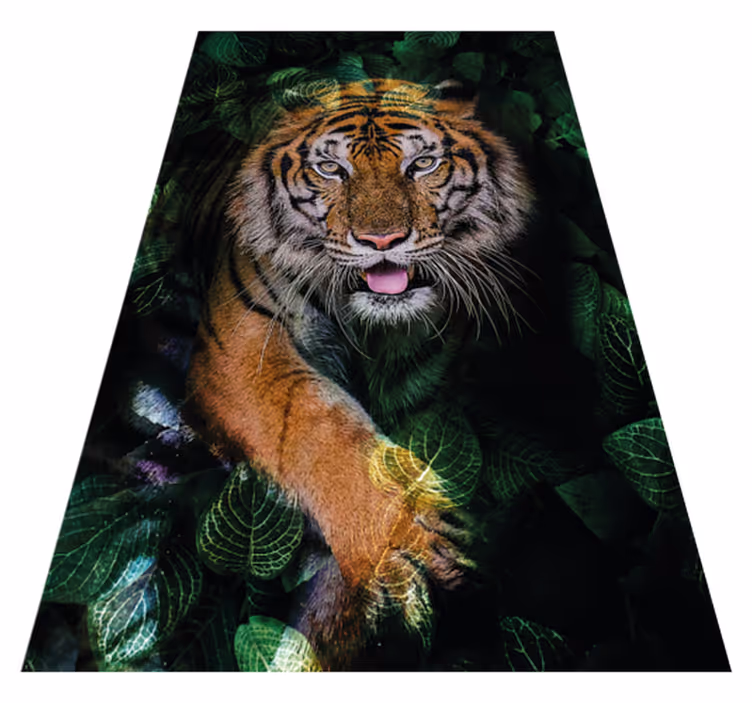 Tiger Foliage Portrayal animal vinyl rug - TenStickers
