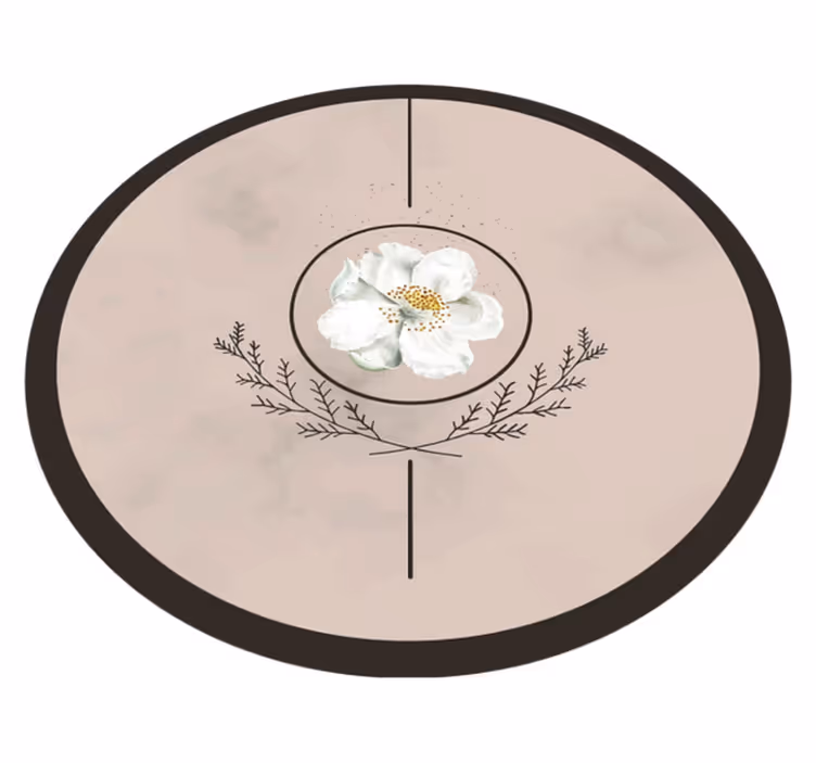 Floral Circle Emblem floral vinyl rug - TenStickers