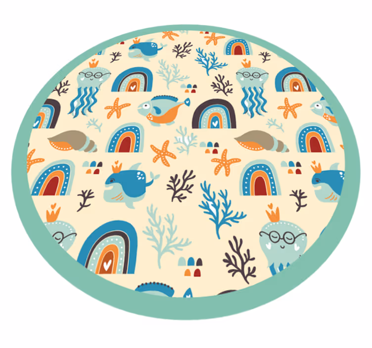 Underwater cartoon animals kids vinyl rug - TenStickers