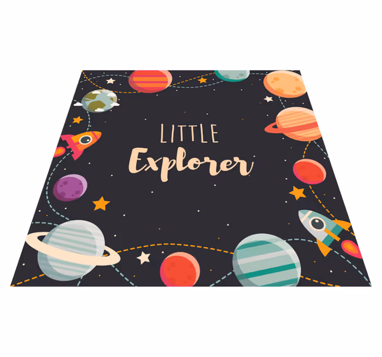 Custom outer space explorers kids vinyl rug - TenStickers