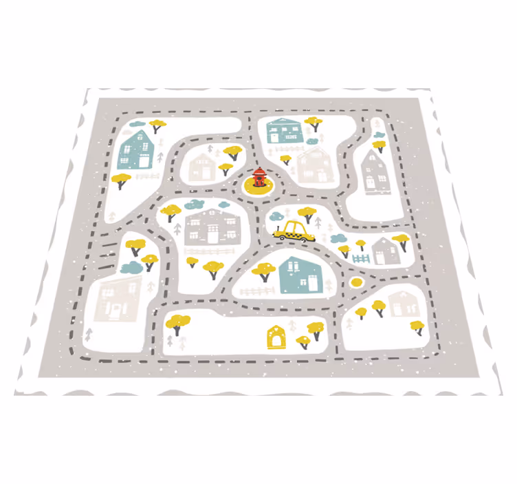 Playful Town Track kids vinyl rug - TenStickers