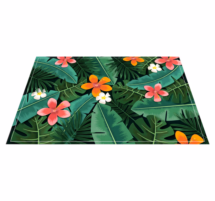 Tropical Floral Ensemble floral vinyl rug - TenStickers