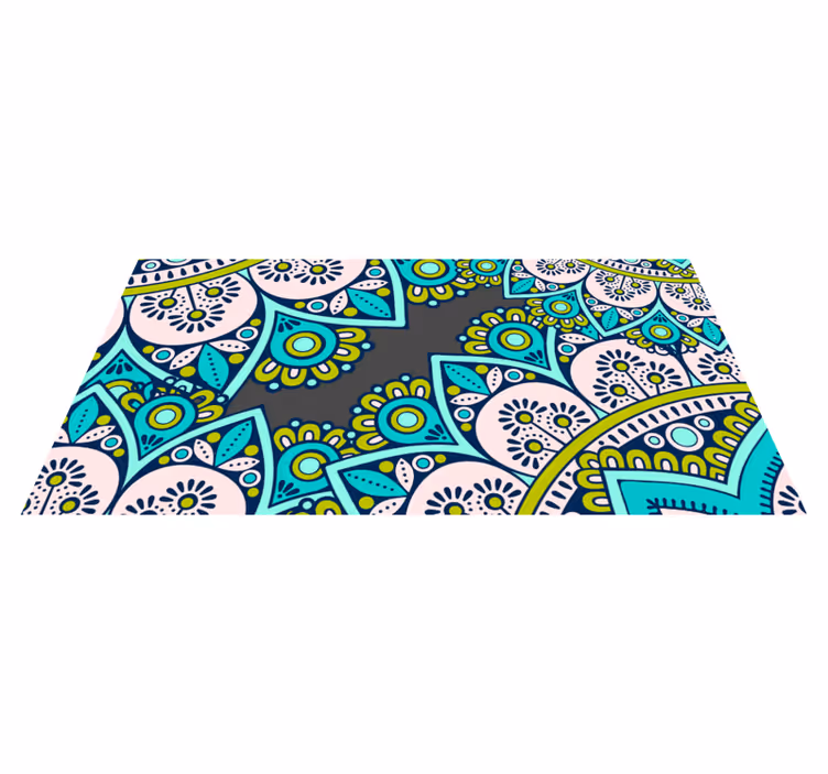 Mandala vinyl rug with lively plant design - TenStickers