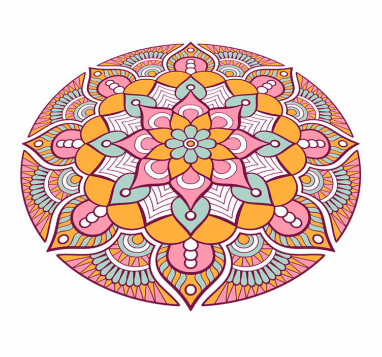 Pink feather mandala vinyl rug - TenStickers