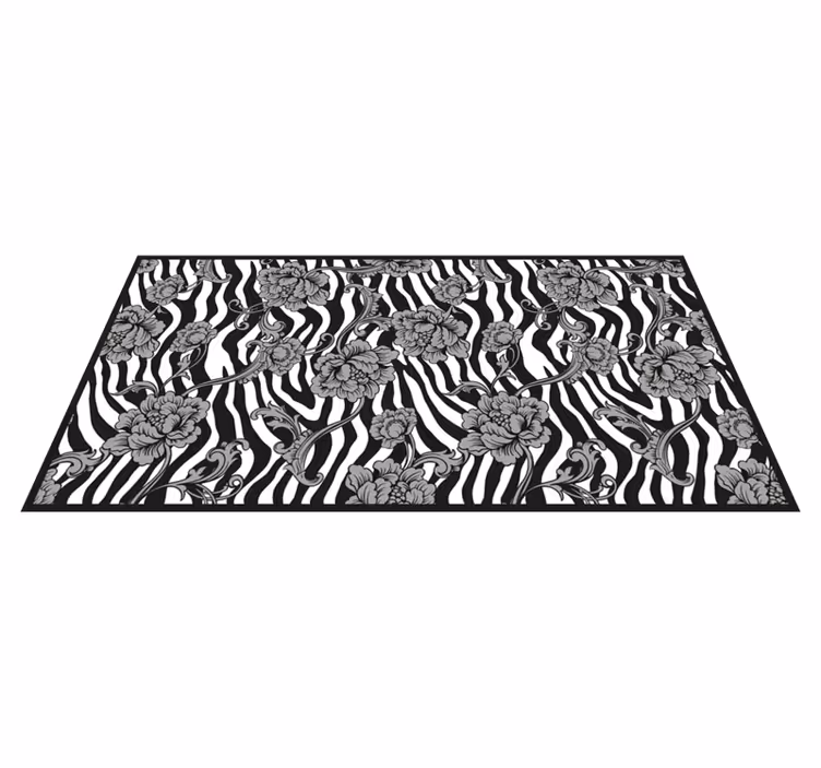 Botanical Contrast floral vinyl rug - TenStickers