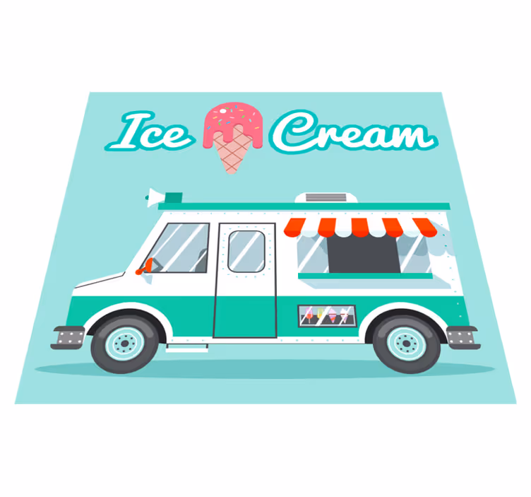 Ice cream truck kids vinyl rug - TenStickers