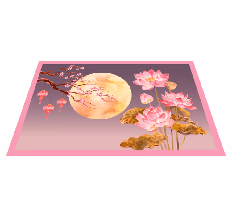 Floral Moonlight floral vinyl rug - TenStickers