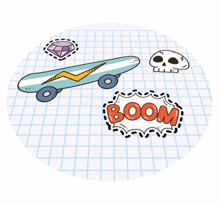 Skateboard Comic Illustration kids vinyl rug - TenStickers