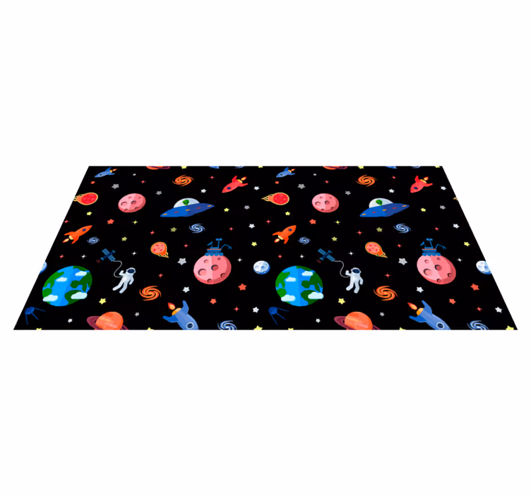 Space Adventure Print kids vinyl rug - TenStickers