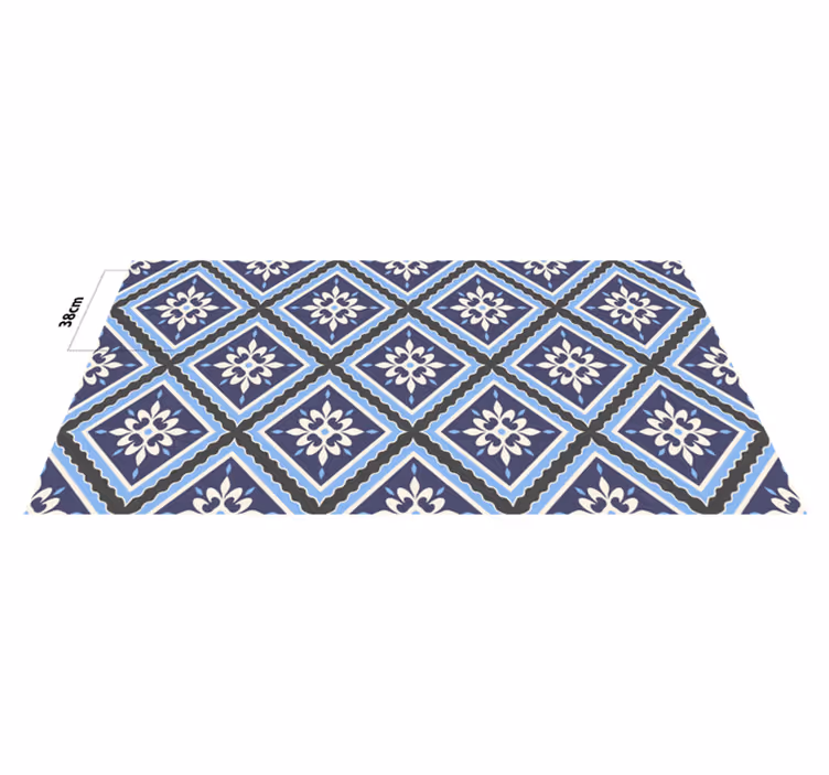 Tile Floral Pattern kitchen vinyl rug - TenStickers