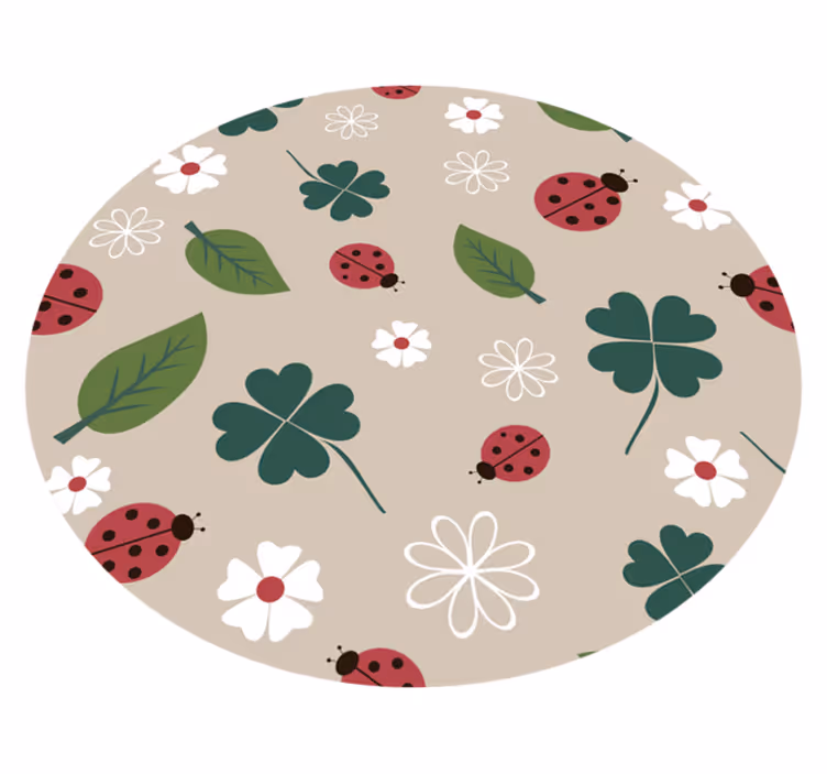Springtime Ladybugs floral vinyl rug - TenStickers
