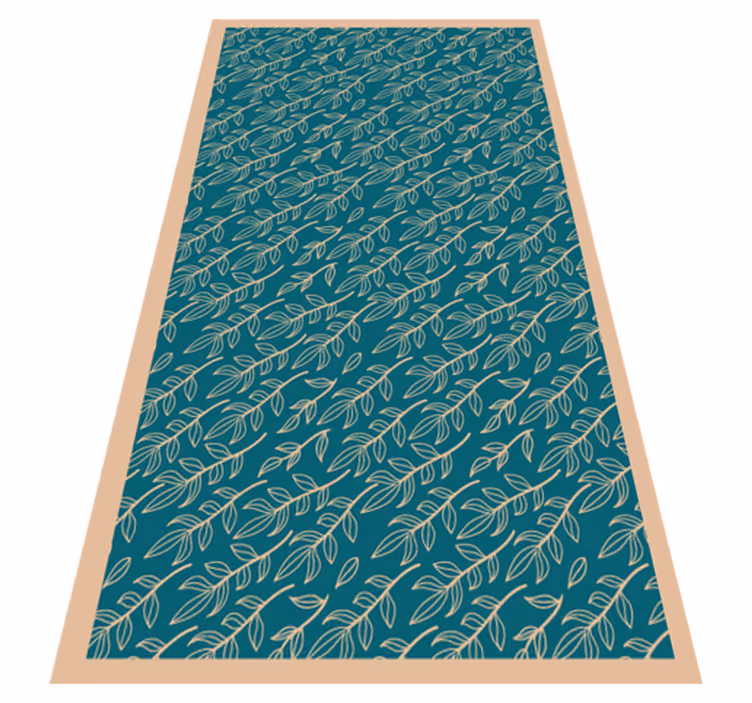 Green graceful leaves floral vinyl rug - TenStickers