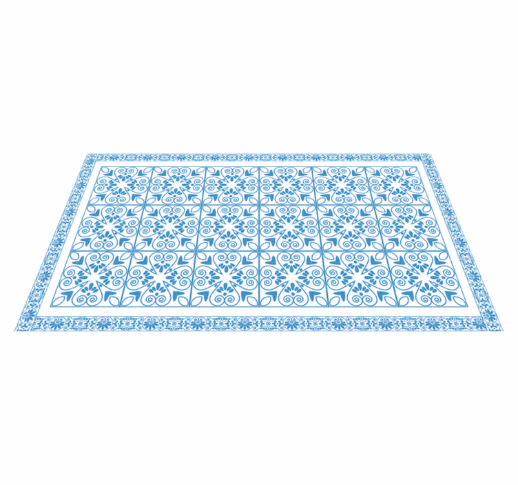 Azure Botanical Elements kitchen vinyl rug - TenStickers