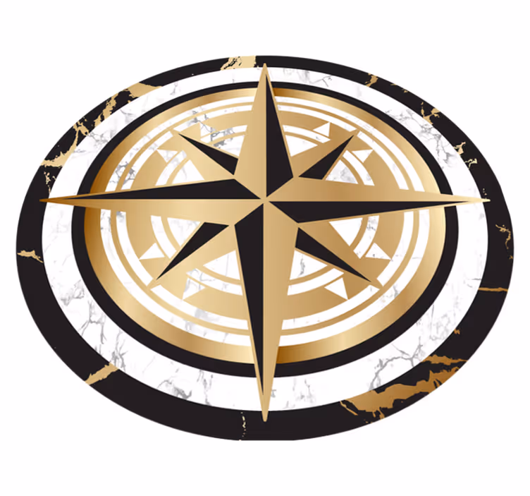 Elegant compass motif kitchen vinyl rug - TenStickers