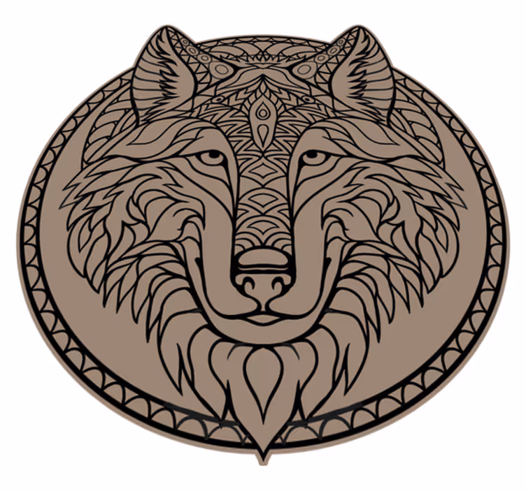 Brown wolf design animal vinyl rug - TenStickers