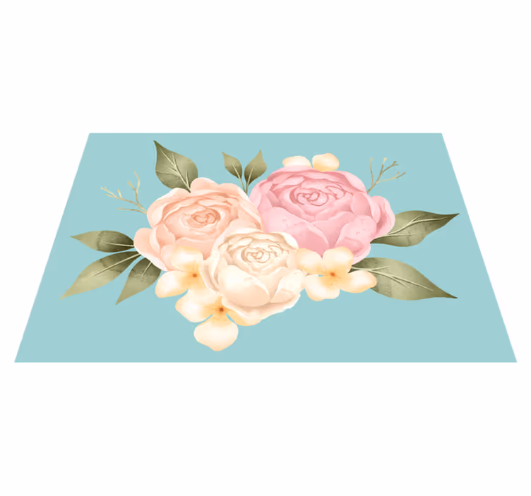 Peony realistic flower head floral rug - TenStickers