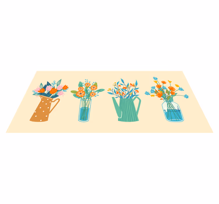 Blooming Centerpiece Arrangement floral vinyl rug - TenStickers