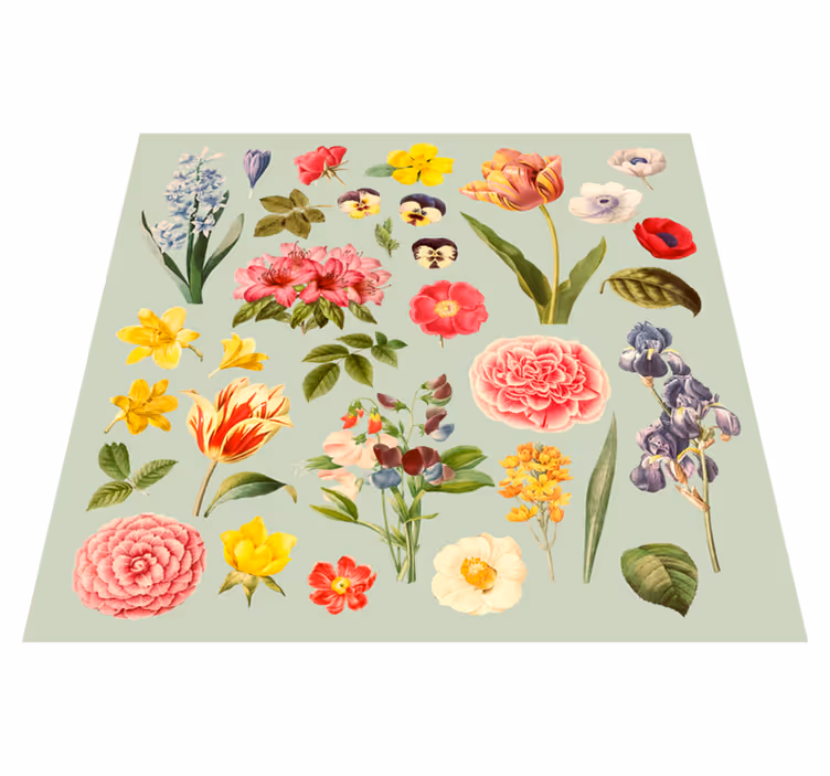 Floral Botanical Assortment floral vinyl rug - TenStickers