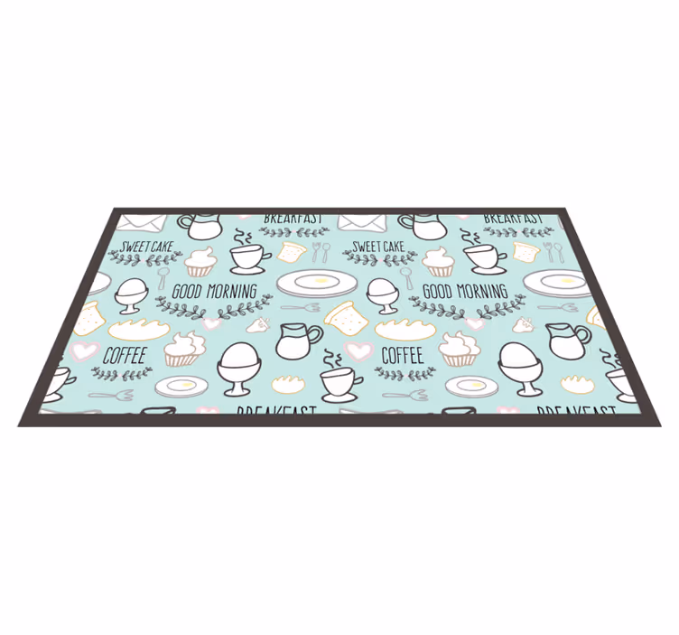 Breakfast Essentials kitchen vinyl rug - TenStickers