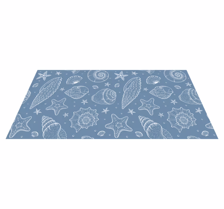 Sea Shells Pattern bathroom vinyl rug - TenStickers