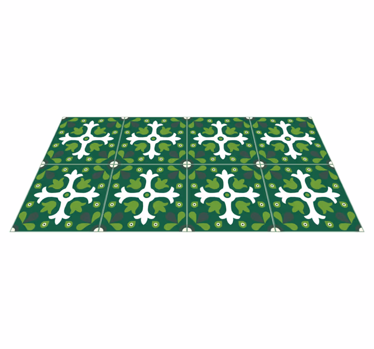Emerald Botanical Print nature vinyl rug - TenStickers
