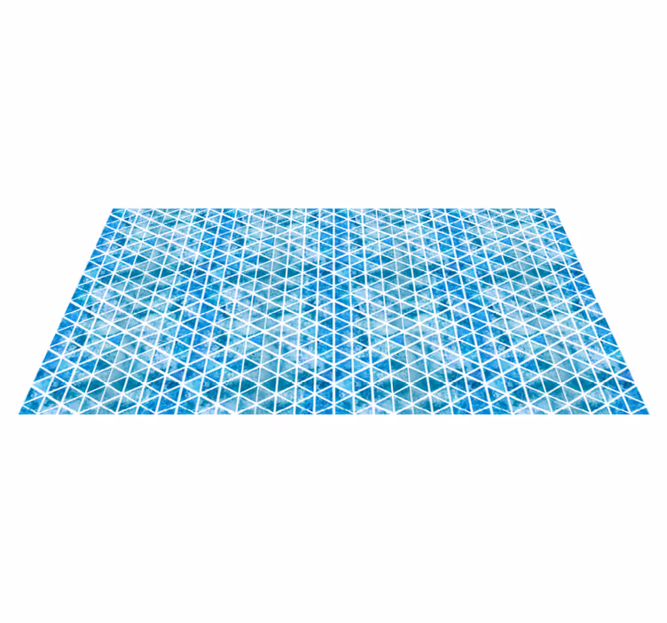 Blue triangle pattern geometric vinyl rug - TenStickers