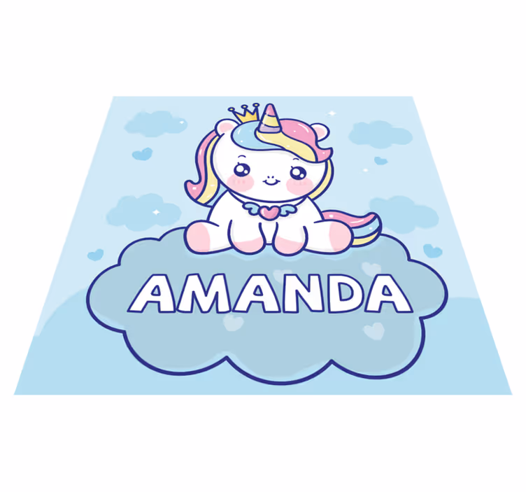 Kids vinyl rug custom baby unicorn design - TenStickers