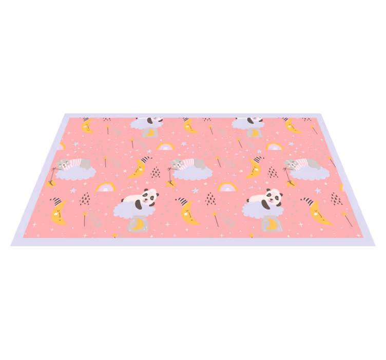 Clouds on pink background kids vinyl rug - TenStickers
