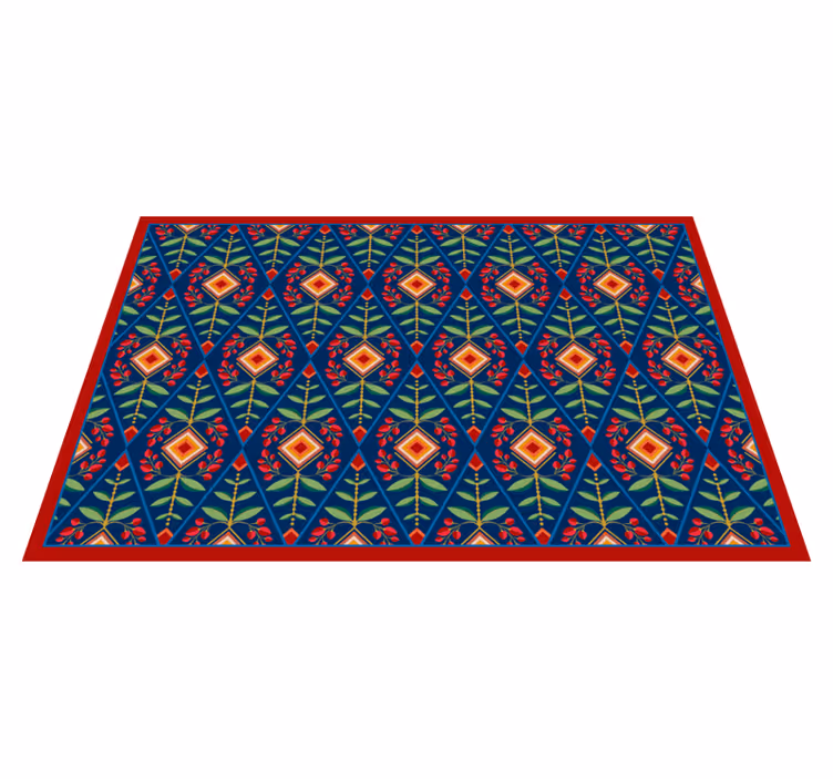 Botanical geometric motif geometric vinyl rug - TenStickers