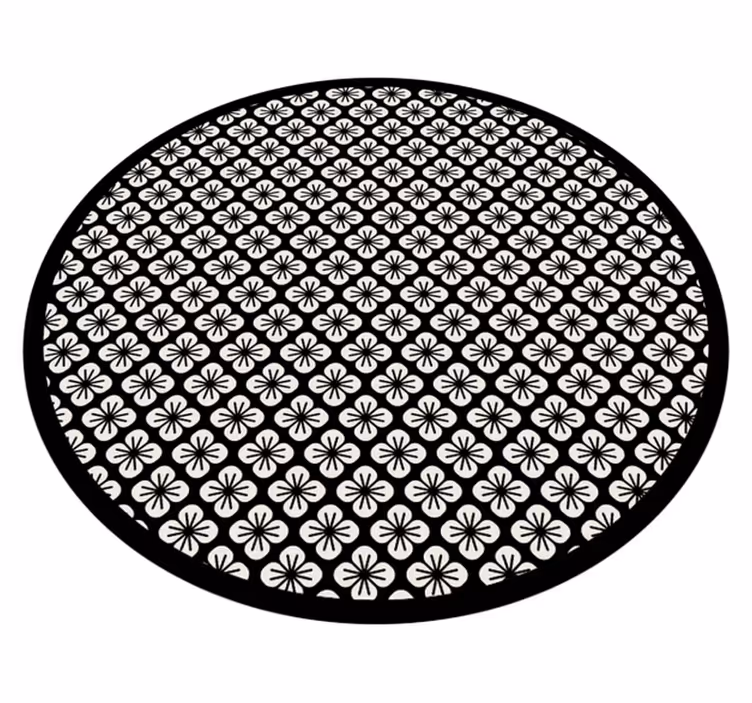 Black Botanical Print floral vinyl rug - TenStickers