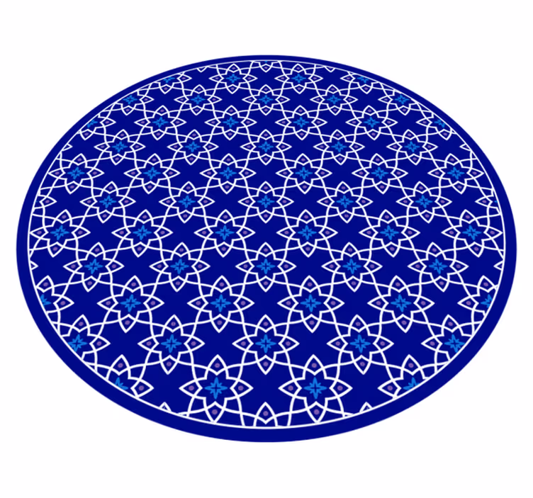 Mosaic vinyl rug with azure floral design - TenStickers
