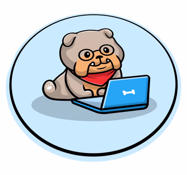 Puppy with computer animal vinyl rug - TenStickers