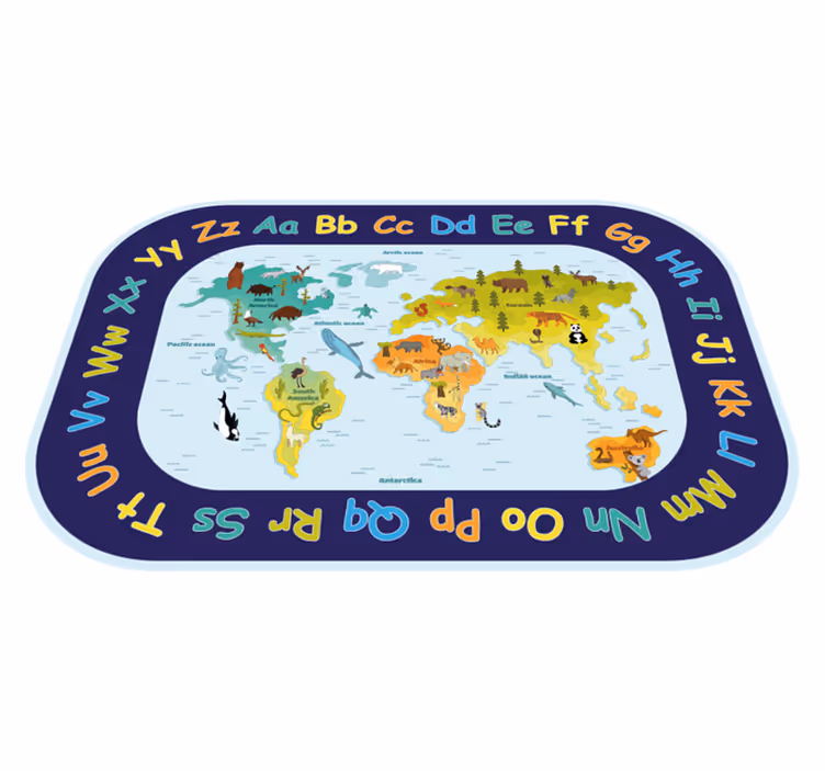 World Map Learning alphabet vinyl rug - TenStickers