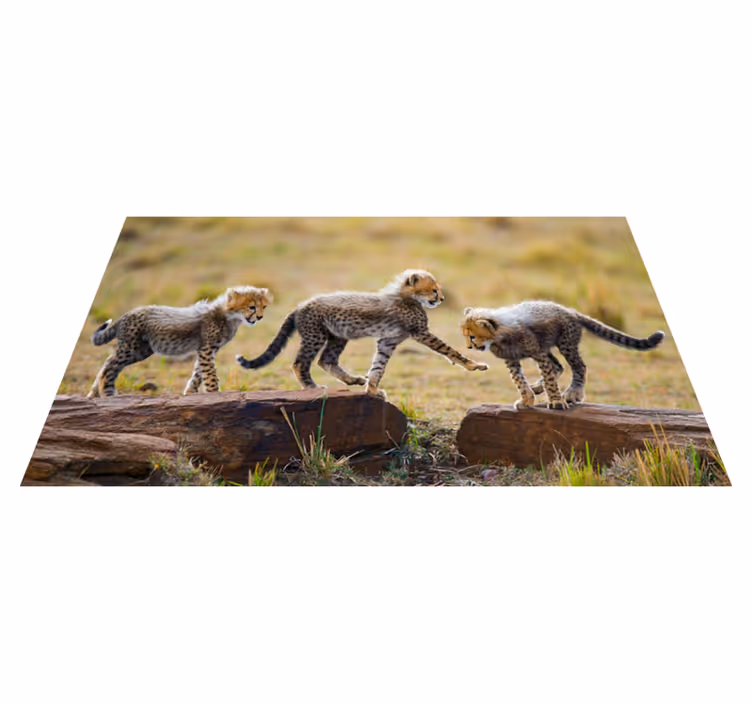 Cheetah cubs adventure animal vinyl rug - TenStickers