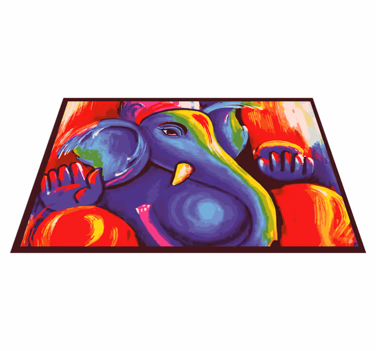 Colorful elephant artwork animal vinyl rug - TenStickers