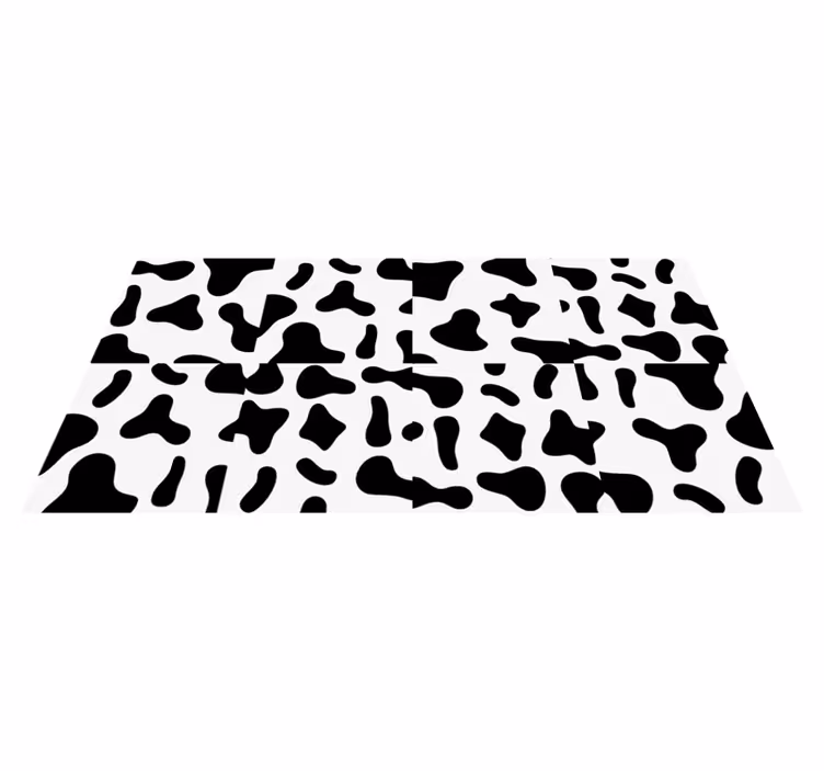 Animal print vinyl rug in black and white cow - TenStickers