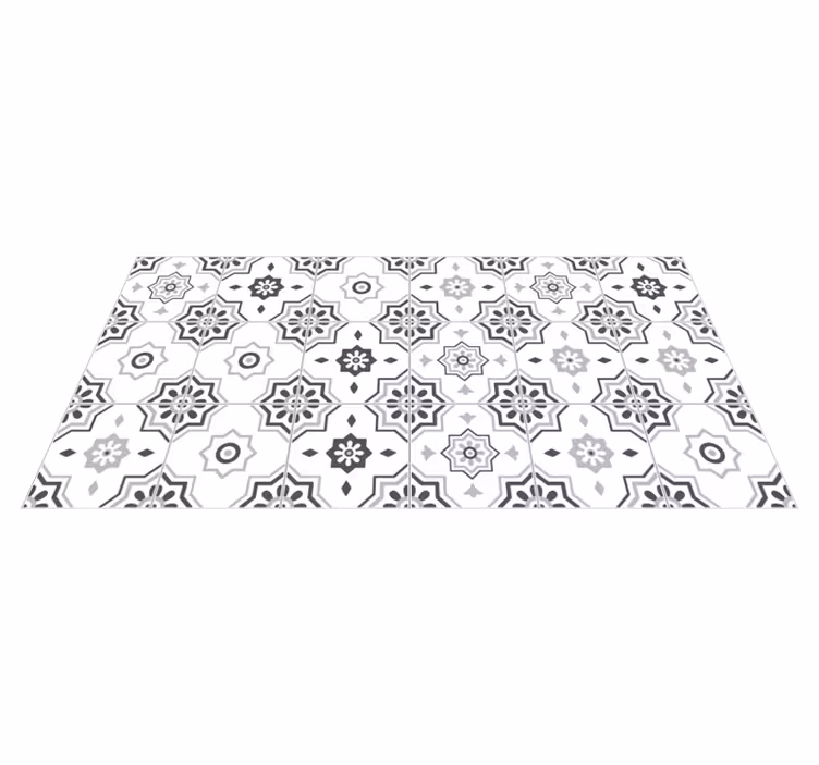 Elegant grey patterns kitchen vinyl rug - TenStickers