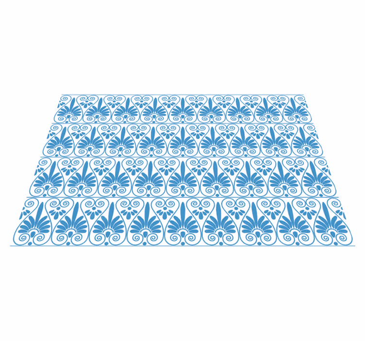 Sophisticated Blue Motif tile vinyl rug - TenStickers