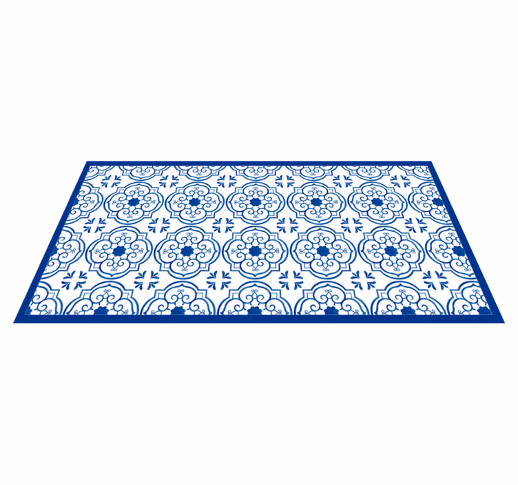 Classic blue tiles bathroom vinyl rug - TenStickers