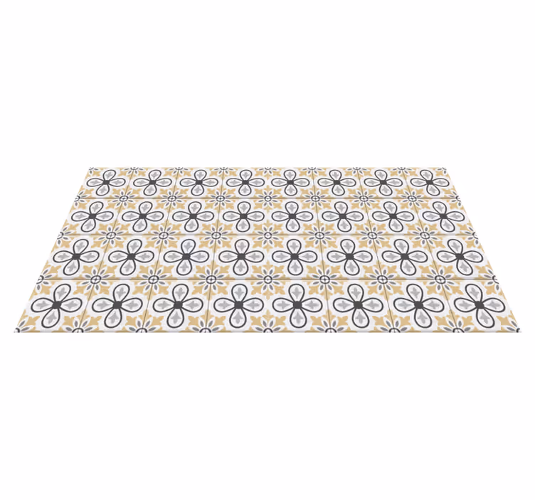 Floral geometry kitchen vinyl rug - TenStickers