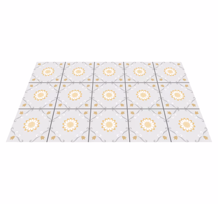 Kitchen grey and yellow tiles kitchen floor - TenStickers
