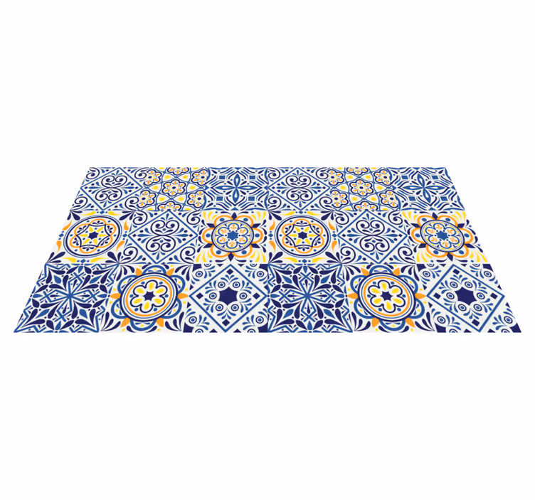Vibrant tile arrangement kitchen vinyl rug - TenStickers