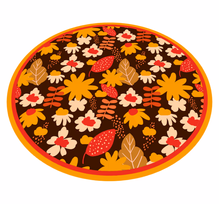 Floral vinyl rug with joyful floral design - TenStickers
