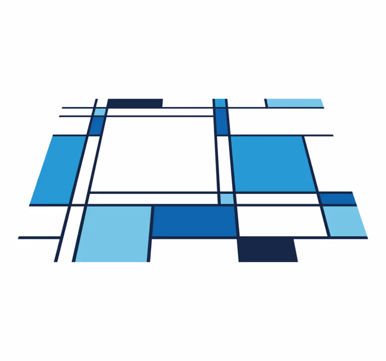 Blue geometric motif modern vinyl rug - TenStickers